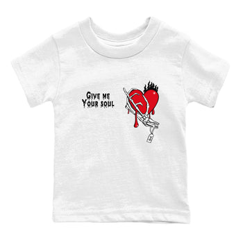 1s Black Toe Reimagined shirts to match jordans Give Me Your Soul unique Halloween sneaker tee Air Jordan 1 Black Toe Reimagined SNRT Sneaker Release Tees Youth Baby White 2 crew neck shirts