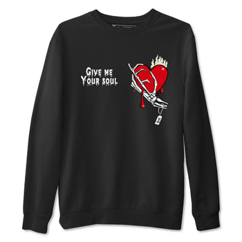 1s Black Toe Reimagined shirts to match jordans Give Me Your Soul unique Halloween sneaker tee Air Jordan 1 Black Toe Reimagined SNRT Sneaker Release Tees unisex cotton Black 2 crew neck shirts