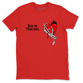 1s Black Toe Reimagined shirts to match jordans Give Me Your Soul unique Halloween sneaker tee Air Jordan 1 Black Toe Reimagined SNRT Sneaker Release Tees unisex cotton Red 2 crew neck shirts