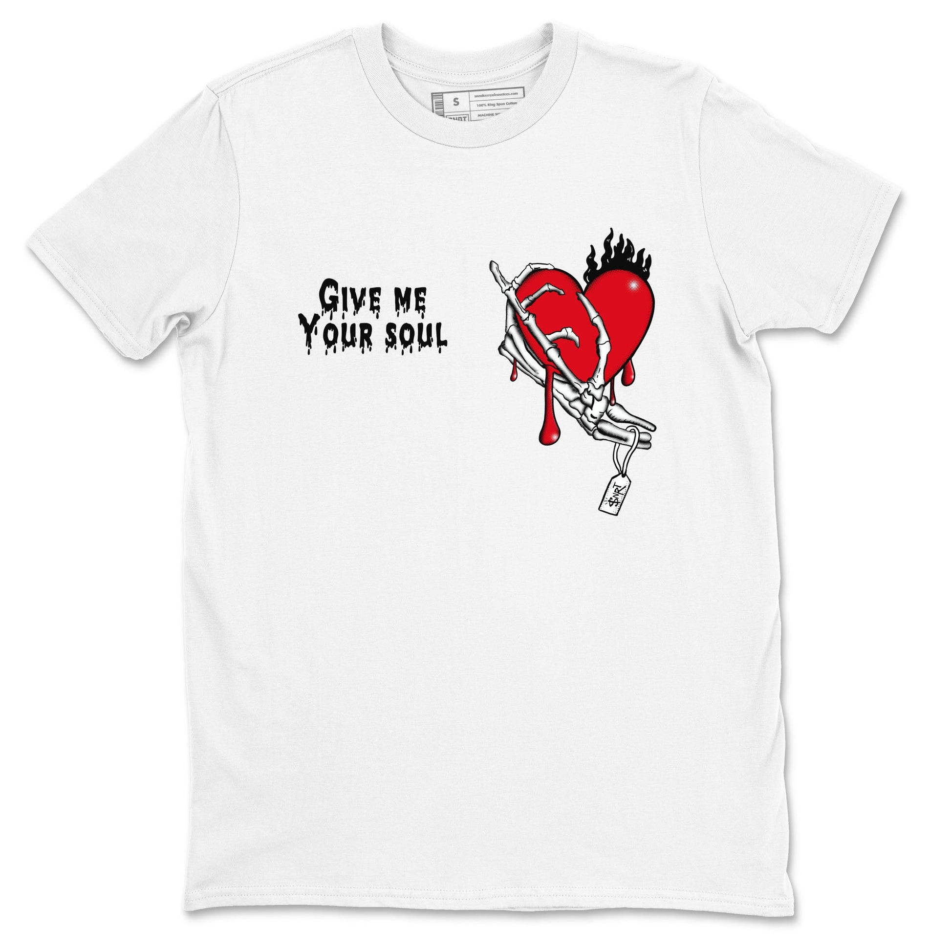 1s Black Toe Reimagined shirts to match jordans Give Me Your Soul unique Halloween sneaker tee Air Jordan 1 Black Toe Reimagined SNRT Sneaker Release Tees unisex cotton White 2 crew neck shirts