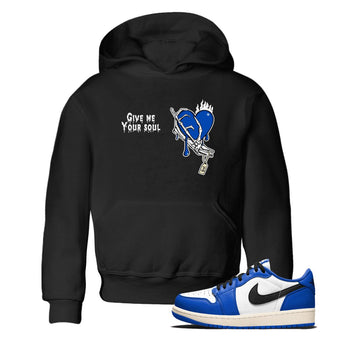 1s Game Royal shirts to match jordans Give Me Your Soul sneaker match tees Air Jordan 1 Retro Low OG Game Royal match shoes to clothes SNRT Sneaker Tees Youth Baby Black 1 tee