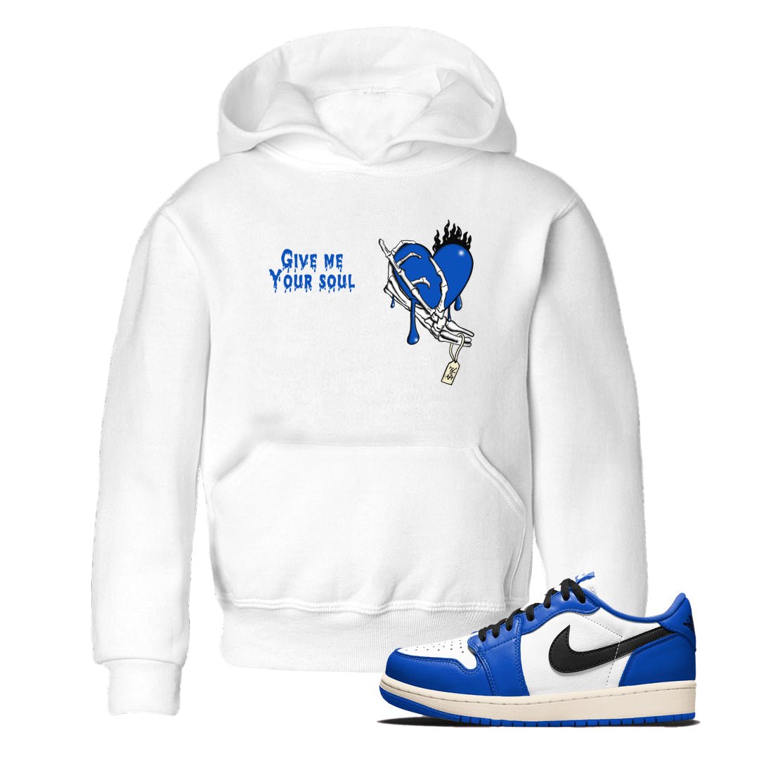 1s Game Royal shirts to match jordans Give Me Your Soul sneaker match tees Air Jordan 1 Retro Low OG Game Royal match shoes to clothes SNRT Sneaker Tees Youth Baby White 1 tee