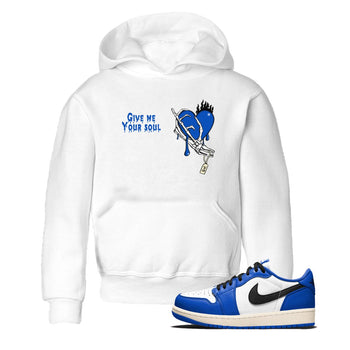 1s Game Royal shirts to match jordans Give Me Your Soul sneaker match tees Air Jordan 1 Retro Low OG Game Royal match shoes to clothes SNRT Sneaker Tees Youth Baby White 1 tee