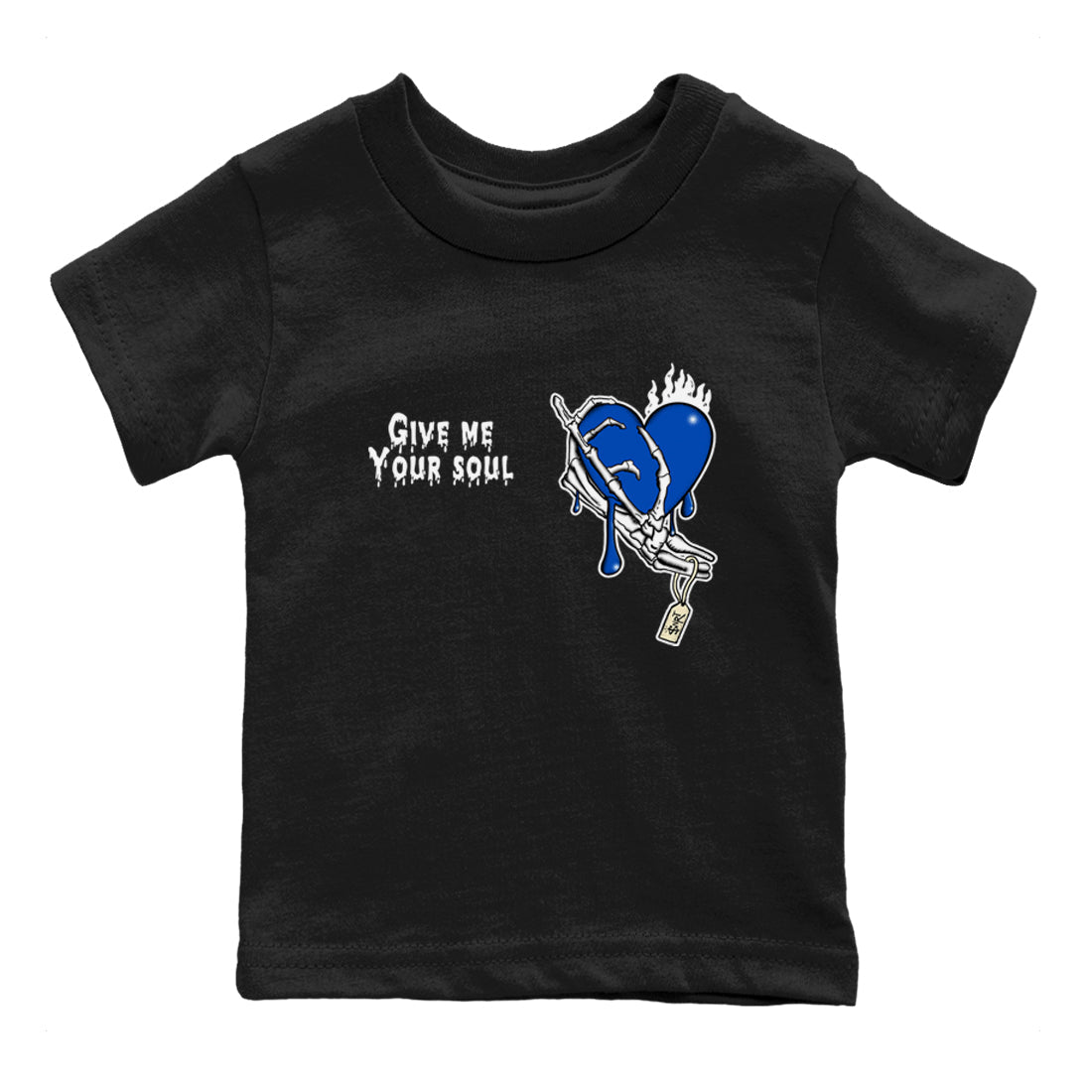 1s Game Royal shirts to match jordans Give Me Your Soul sneaker match tees Air Jordan 1 Retro Low OG Game Royal match shoes to clothes SNRT Sneaker Tees Youth Baby Black 2 tee