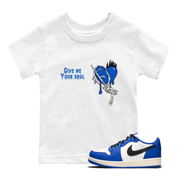 1s Game Royal shirts to match jordans Give Me Your Soul sneaker match tees Air Jordan 1 Retro Low OG Game Royal match shoes to clothes SNRT Sneaker Tees Youth Baby White 1 tee