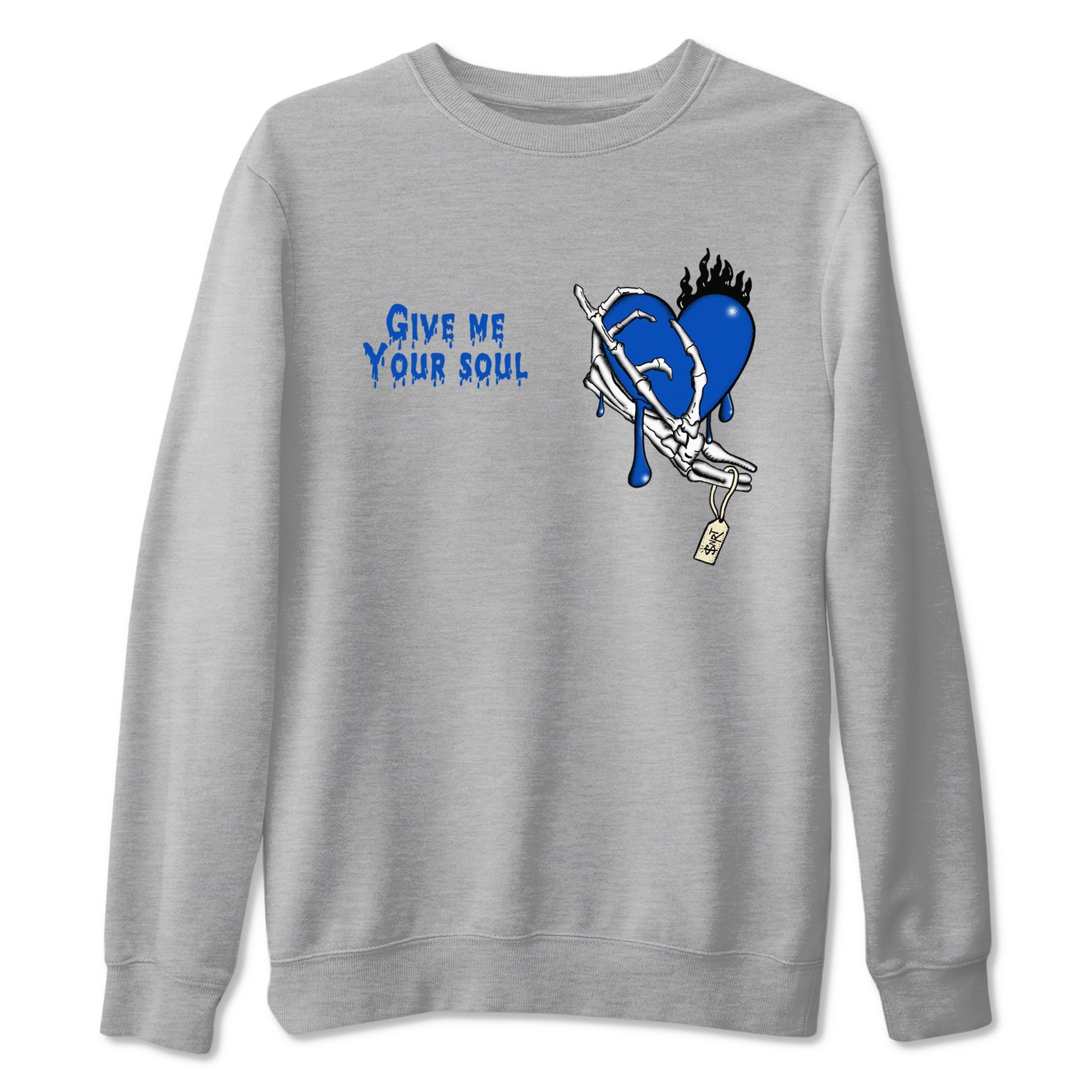 1s Game Royal shirts to match jordans Give Me Your Soul sneaker match tees Air Jordan 1 Retro Low OG Game Royal match shoes to clothes SNRT Sneaker Tees unisex cotton Heather Grey 2 shirts