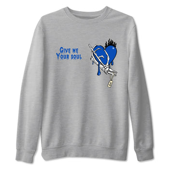 1s Game Royal shirts to match jordans Give Me Your Soul sneaker match tees Air Jordan 1 Retro Low OG Game Royal match shoes to clothes SNRT Sneaker Tees unisex cotton Heather Grey 2 shirts