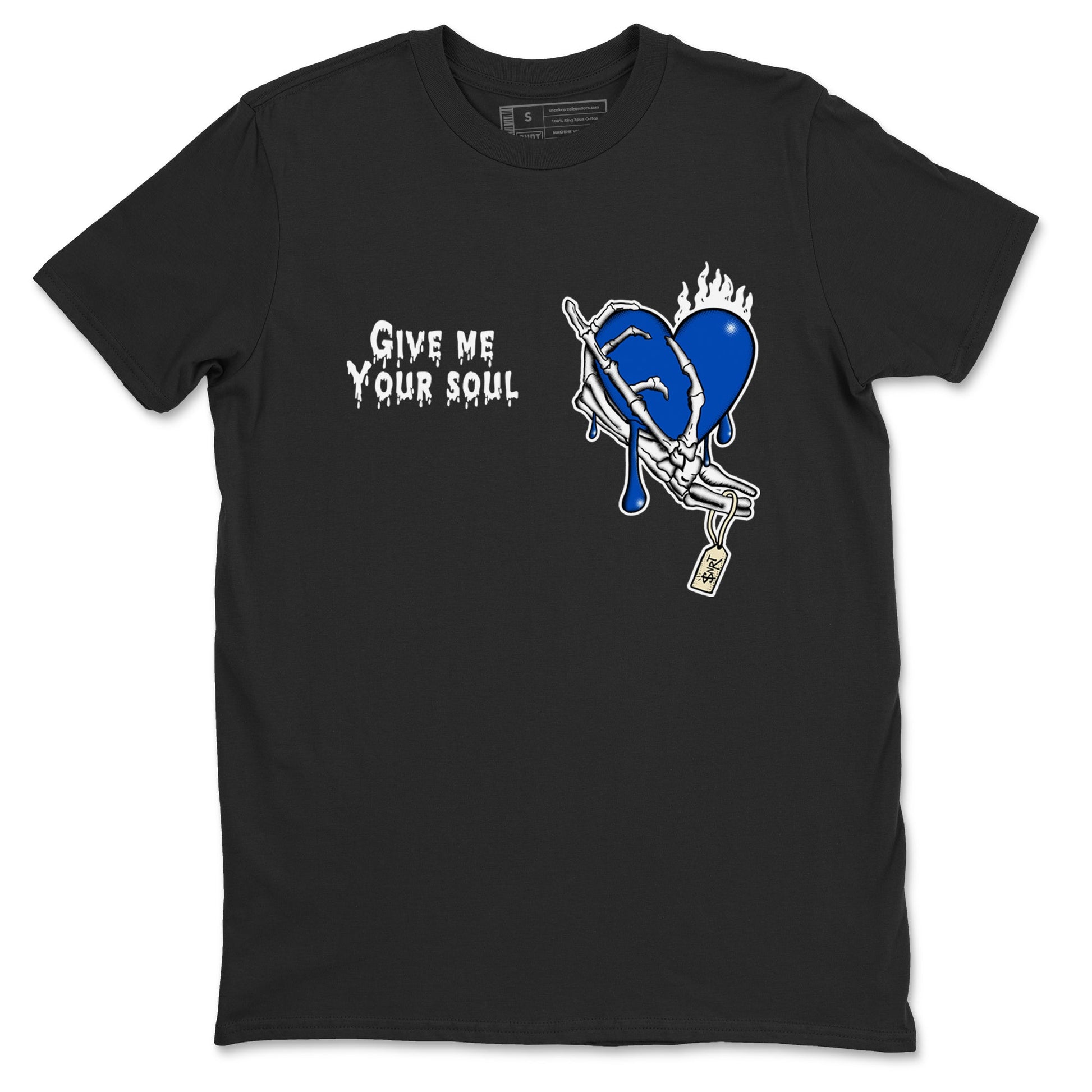 1s Game Royal shirts to match jordans Give Me Your Soul sneaker match tees Air Jordan 1 Retro Low OG Game Royal match shoes to clothes SNRT Sneaker Tees unisex cotton Black 2 shirts