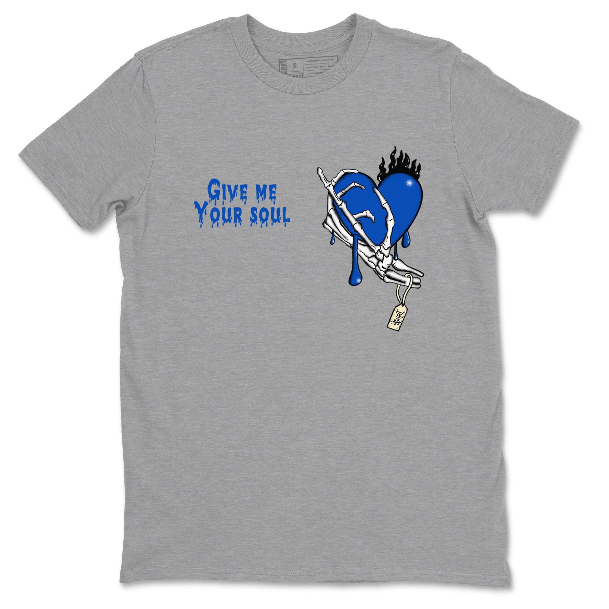 1s Game Royal shirts to match jordans Give Me Your Soul sneaker match tees Air Jordan 1 Retro Low OG Game Royal match shoes to clothes SNRT Sneaker Tees unisex cotton Heather Grey 2 shirts