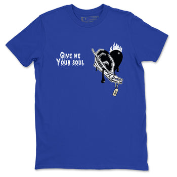 1s Game Royal shirts to match jordans Give Me Your Soul sneaker match tees Air Jordan 1 Retro Low OG Game Royal match shoes to clothes SNRT Sneaker Tees unisex cotton Royal Blue 2 shirts