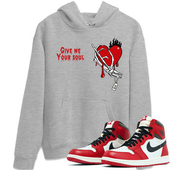 1s Lost & Found shirts to match jordans Give Me Your Soul unique Halloween sneaker tee Air Jordan 1 Lost & Found SNRT Sneaker Release Tees unisex cotton Heather Grey 1 crew neck shirts