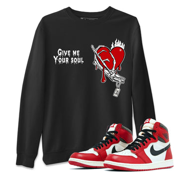 1s Lost & Found shirts to match jordans Give Me Your Soul unique Halloween sneaker tee Air Jordan 1 Lost & Found SNRT Sneaker Release Tees unisex cotton Black 1 crew neck shirts