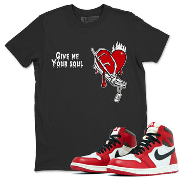 1s Lost & Found shirts to match jordans Give Me Your Soul unique Halloween sneaker tee Air Jordan 1 Lost & Found SNRT Sneaker Release Tees unisex cotton Black 1 crew neck shirts