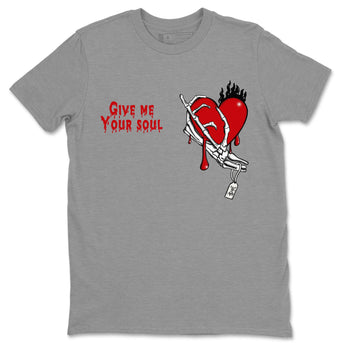 1s Lost & Found shirts to match jordans Give Me Your Soul unique Halloween sneaker tee Air Jordan 1 Lost & Found SNRT Sneaker Release Tees unisex cotton Heather Grey 2 crew neck shirts