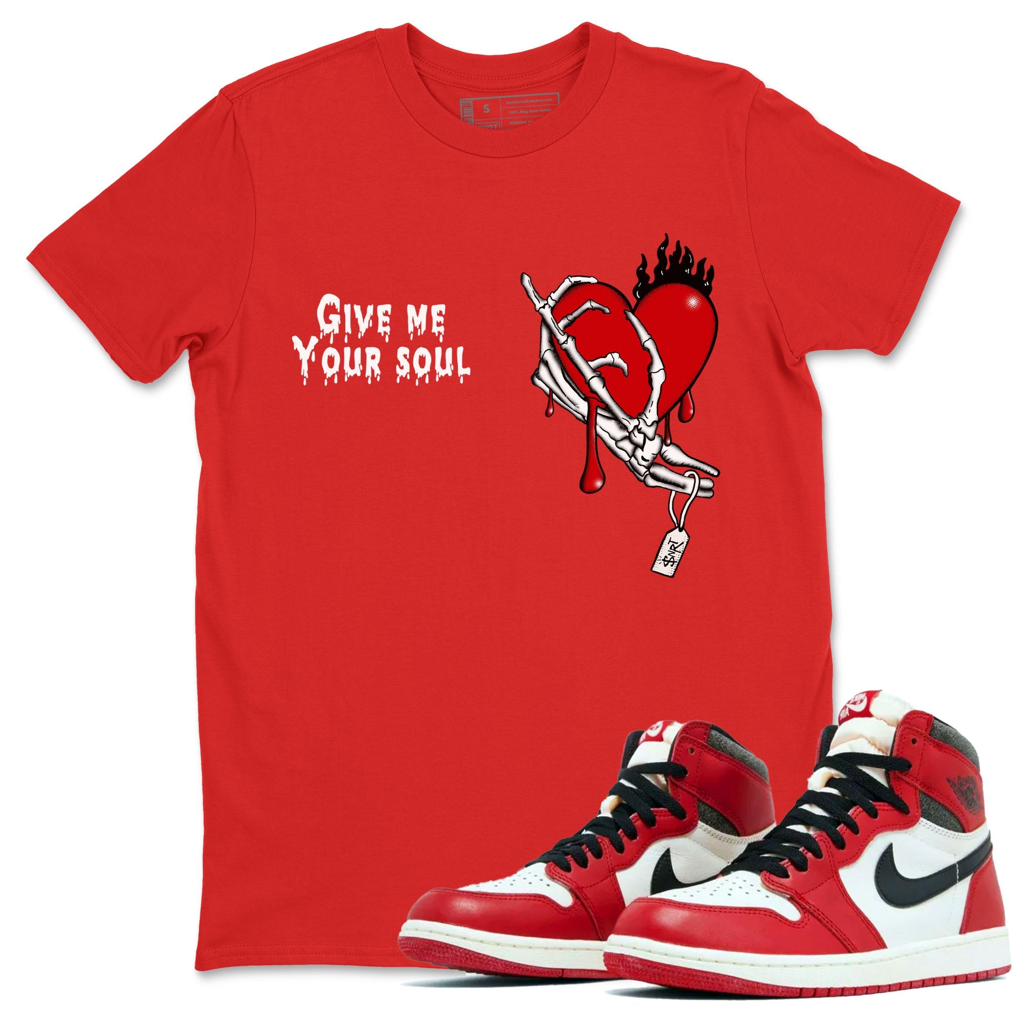 1s Lost & Found shirts to match jordans Give Me Your Soul unique Halloween sneaker tee Air Jordan 1 Lost & Found SNRT Sneaker Release Tees unisex cotton Red 1 crew neck shirts