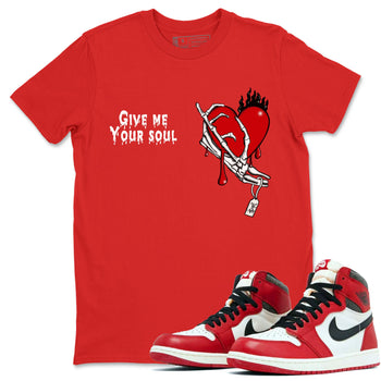 1s Lost & Found shirts to match jordans Give Me Your Soul unique Halloween sneaker tee Air Jordan 1 Lost & Found SNRT Sneaker Release Tees unisex cotton Red 1 crew neck shirts