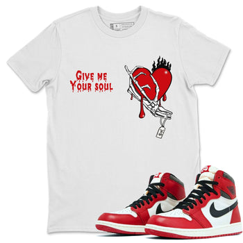 1s Lost & Found shirts to match jordans Give Me Your Soul unique Halloween sneaker tee Air Jordan 1 Lost & Found SNRT Sneaker Release Tees unisex cotton White 1 crew neck shirts