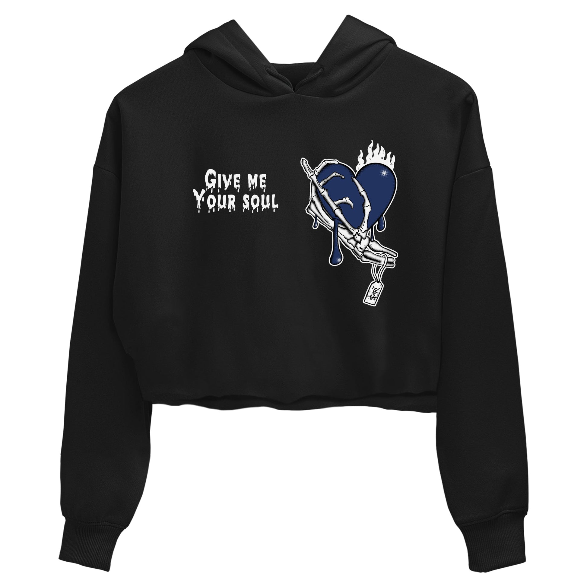 1s Midnight Navy shirts to match jordans Give Me Your Soul unique Halloween sneaker tee Air Jordan 1 Midnight Navy match shoes to clothes SNRT Sneaker Tees unisex cotton Black 2 crop tee