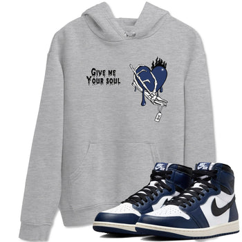 1s Midnight Navy shirts to match jordans Give Me Your Soul unique Halloween sneaker tee Air Jordan 1 Midnight Navy match shoes to clothes SNRT Sneaker Tees unisex cotton Heather Grey 1 shirts