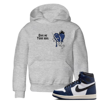 1s Midnight Navy shirts to match jordans Give Me Your Soul unique Halloween sneaker tee Air Jordan 1 Midnight Navy match shoes to clothes SNRT Sneaker Tees Youth Baby Heather Grey 1 tee