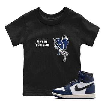 1s Midnight Navy shirts to match jordans Give Me Your Soul unique Halloween sneaker tee Air Jordan 1 Midnight Navy match shoes to clothes SNRT Sneaker Tees Youth Baby Black 1 tee