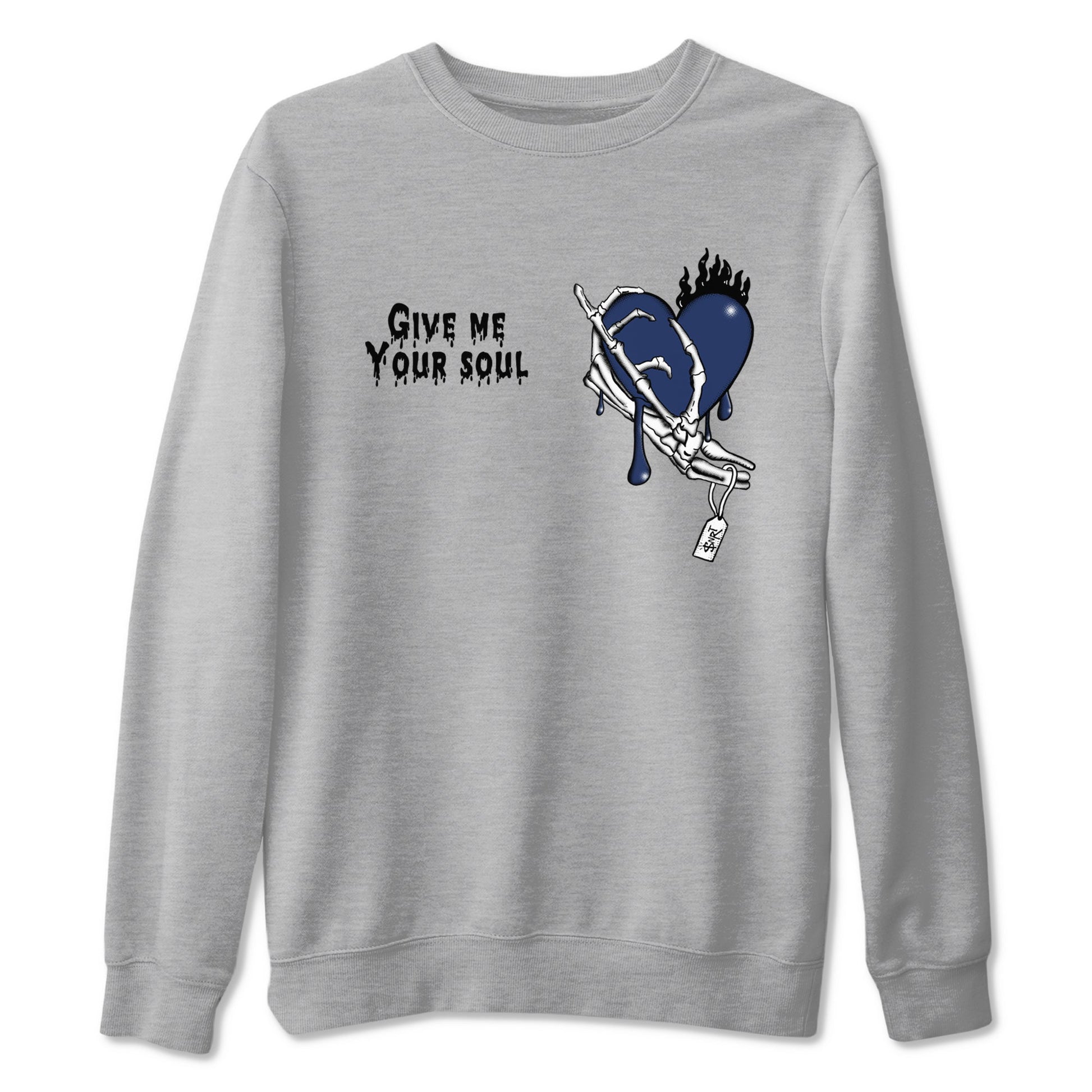 1s Midnight Navy shirts to match jordans Give Me Your Soul unique Halloween sneaker tee Air Jordan 1 Midnight Navy match shoes to clothes SNRT Sneaker Tees unisex cotton Heather Grey 2 shirts