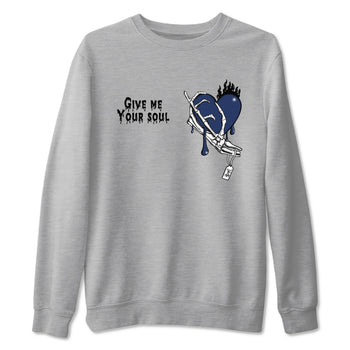 1s Midnight Navy shirts to match jordans Give Me Your Soul unique Halloween sneaker tee Air Jordan 1 Midnight Navy match shoes to clothes SNRT Sneaker Tees unisex cotton Heather Grey 2 shirts