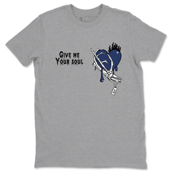 1s Midnight Navy shirts to match jordans Give Me Your Soul unique Halloween sneaker tee Air Jordan 1 Midnight Navy match shoes to clothes SNRT Sneaker Tees unisex cotton Heather Grey 2 shirts