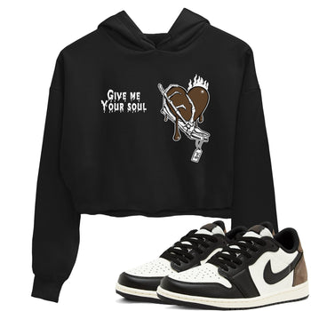 1s Mocha shirts to match jordans Give Me Your Soul unique Halloween sneaker tee Air Jordan 1 Mocha SNRT Sneaker Release Tees unisex cotton Black 1 Crop Shirts