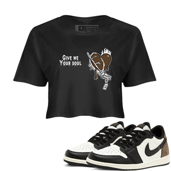 1s Mocha shirts to match jordans Give Me Your Soul unique Halloween sneaker tee Air Jordan 1 Mocha SNRT Sneaker Release Tees unisex cotton Black 1 Crop Shirts