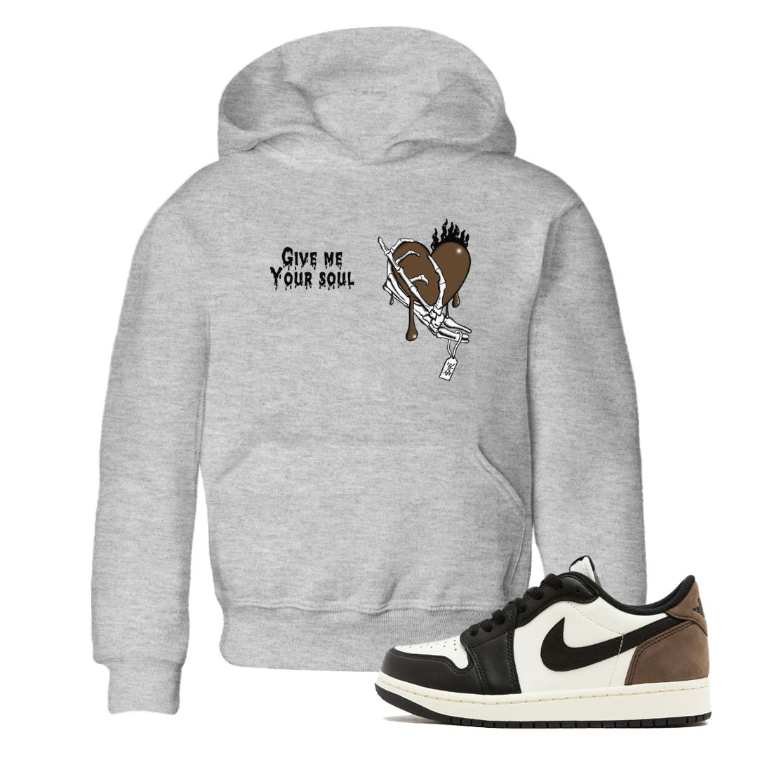 1s Mocha shirts to match jordans Give Me Your Soul unique Halloween sneaker tee Air Jordan 1 Mocha SNRT Sneaker Release Tees Youth Baby Heather Grey 1 crew neck shirts