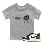 1s Mocha shirts to match jordans Give Me Your Soul unique Halloween sneaker tee Air Jordan 1 Mocha SNRT Sneaker Release Tees Youth Baby Heather Grey 1 crew neck shirts