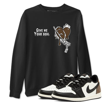 1s Mocha shirts to match jordans Give Me Your Soul unique Halloween sneaker tee Air Jordan 1 Mocha SNRT Sneaker Release Tees unisex cotton Black 1 crew neck shirts