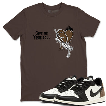 1s Mocha shirts to match jordans Give Me Your Soul unique Halloween sneaker tee Air Jordan 1 Mocha SNRT Sneaker Release Tees unisex cotton Dark Chocolate 1 crew neck shirts