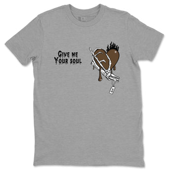 1s Mocha shirts to match jordans Give Me Your Soul unique Halloween sneaker tee Air Jordan 1 Mocha SNRT Sneaker Release Tees unisex cotton Heather Grey 2 crew neck shirts