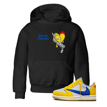 1s Travis Scott Canary shirts to match jordans Give Me Your Soul unique Halloween sneaker tee Air Jordan 1 Travis Scott Canary SNRT Sneaker Release Tees Youth Baby Black 1 crew neck shirts