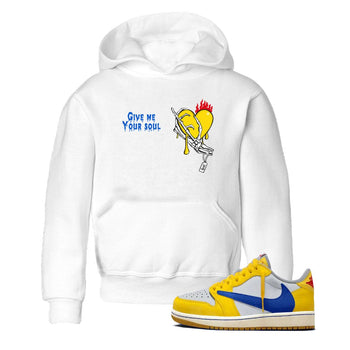 1s Travis Scott Canary shirts to match jordans Give Me Your Soul unique Halloween sneaker tee Air Jordan 1 Travis Scott Canary SNRT Sneaker Release Tees Youth Baby White 1 crew neck shirts