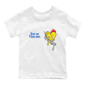 1s Travis Scott Canary shirts to match jordans Give Me Your Soul unique Halloween sneaker tee Air Jordan 1 Travis Scott Canary SNRT Sneaker Release Tees Youth Baby White 2 crew neck shirts
