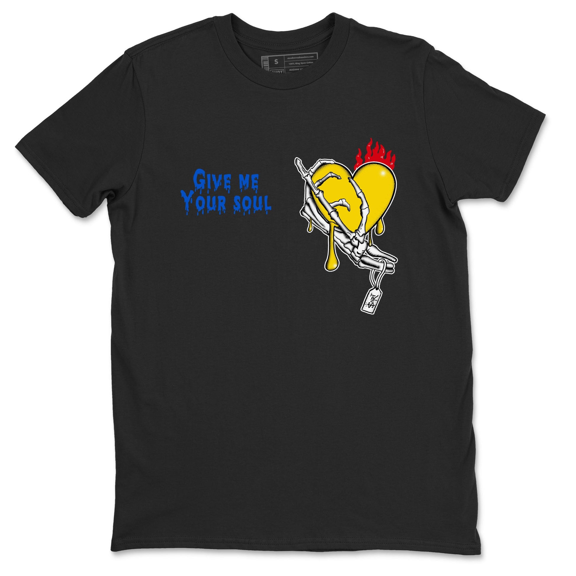 1s Travis Scott Canary shirts to match jordans Give Me Your Soul unique Halloween sneaker tee Air Jordan 1 Travis Scott Canary SNRT Sneaker Release Tees unisex cotton Black 2 crew neck shirts