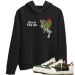 1s Travis Scott Medium Olive shirts to match jordans Give Me Your Soul unique Halloween sneaker tee Air Jordan 1 Travis Scott Medium Olive SNRT Sneaker Release Tees unisex cotton Black 1 crew neck shirts