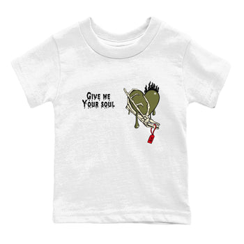 1s Travis Scott Medium Olive shirts to match jordans Give Me Your Soul unique Halloween sneaker tee Air Jordan 1 Travis Scott Medium Olive SNRT Sneaker Release Tees Youth Baby White 2 crew neck shirts