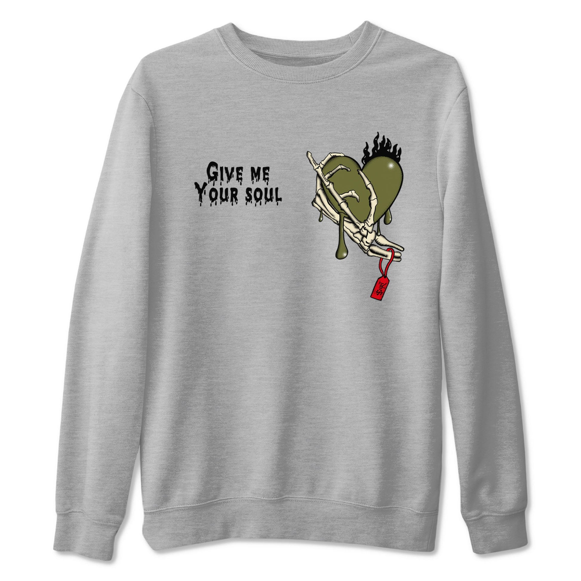 1s Travis Scott Medium Olive shirts to match jordans Give Me Your Soul unique Halloween sneaker tee Air Jordan 1 Travis Scott Medium Olive SNRT Sneaker Release Tees unisex cotton Heather Grey 2 crew neck shirts