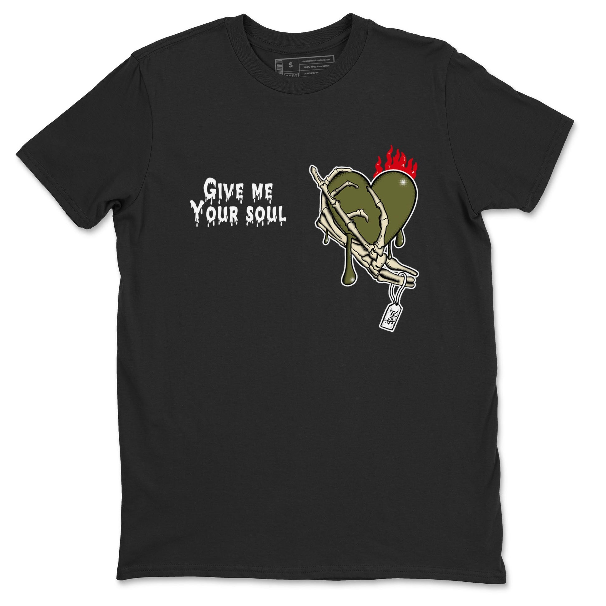 1s Travis Scott Medium Olive shirts to match jordans Give Me Your Soul unique Halloween sneaker tee Air Jordan 1 Travis Scott Medium Olive SNRT Sneaker Release Tees unisex cotton Black 2 crew neck shirts