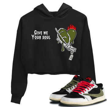 1s Travis Scott Olive shirts to match jordans Give Me Your Soul unique Halloween sneaker tee Air Jordan 1 Travis Scott Olive SNRT Sneaker Release Tees unisex cotton Black 1 Crop Shirts
