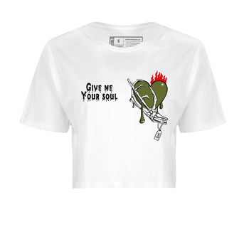 1s Travis Scott Olive shirts to match jordans Give Me Your Soul unique Halloween sneaker tee Air Jordan 1 Travis Scott Olive SNRT Sneaker Release Tees unisex cotton White 2 Crop Shirts