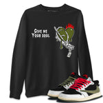 1s Travis Scott Olive shirts to match jordans Give Me Your Soul unique Halloween sneaker tee Air Jordan 1 Travis Scott Olive SNRT Sneaker Release Tees unisex cotton Black 1 crew neck shirts