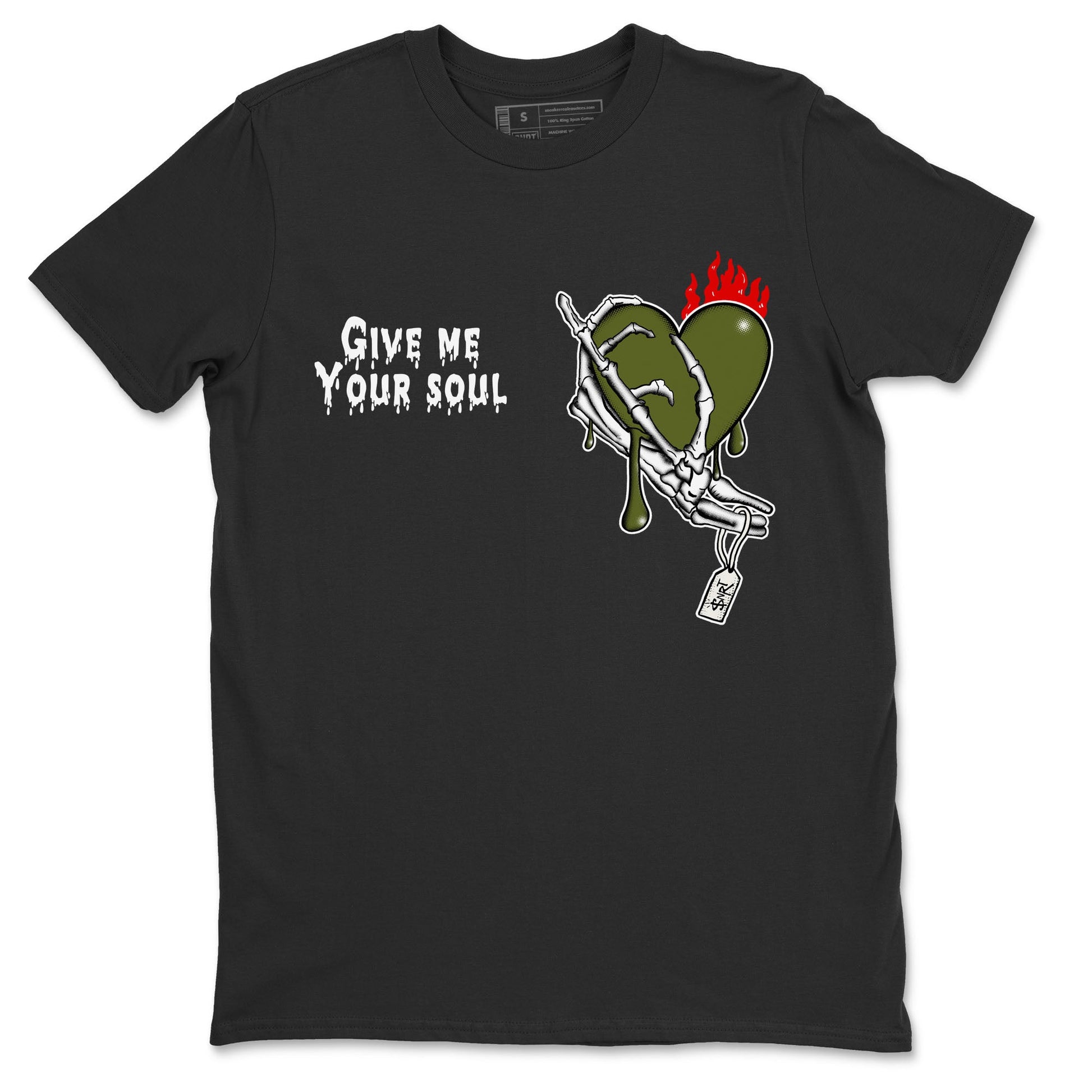 1s Travis Scott Olive shirts to match jordans Give Me Your Soul unique Halloween sneaker tee Air Jordan 1 Travis Scott Olive SNRT Sneaker Release Tees unisex cotton Black 2 crew neck shirts