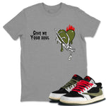 1s Travis Scott Olive shirts to match jordans Give Me Your Soul unique Halloween sneaker tee Air Jordan 1 Travis Scott Olive SNRT Sneaker Release Tees unisex cotton Heather Grey 1 crew neck shirts