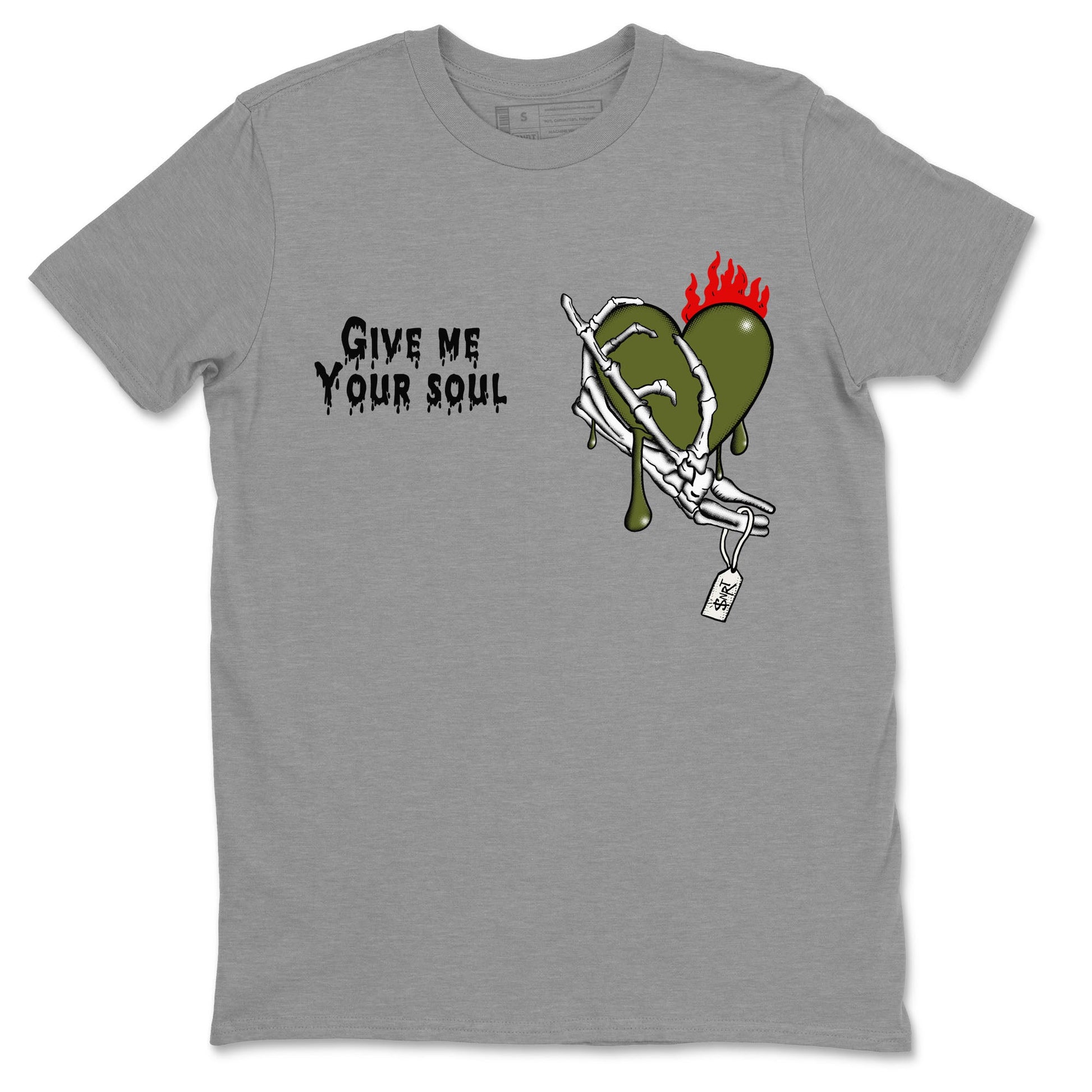 1s Travis Scott Olive shirts to match jordans Give Me Your Soul unique Halloween sneaker tee Air Jordan 1 Travis Scott Olive SNRT Sneaker Release Tees unisex cotton Heather Grey 2 crew neck shirts