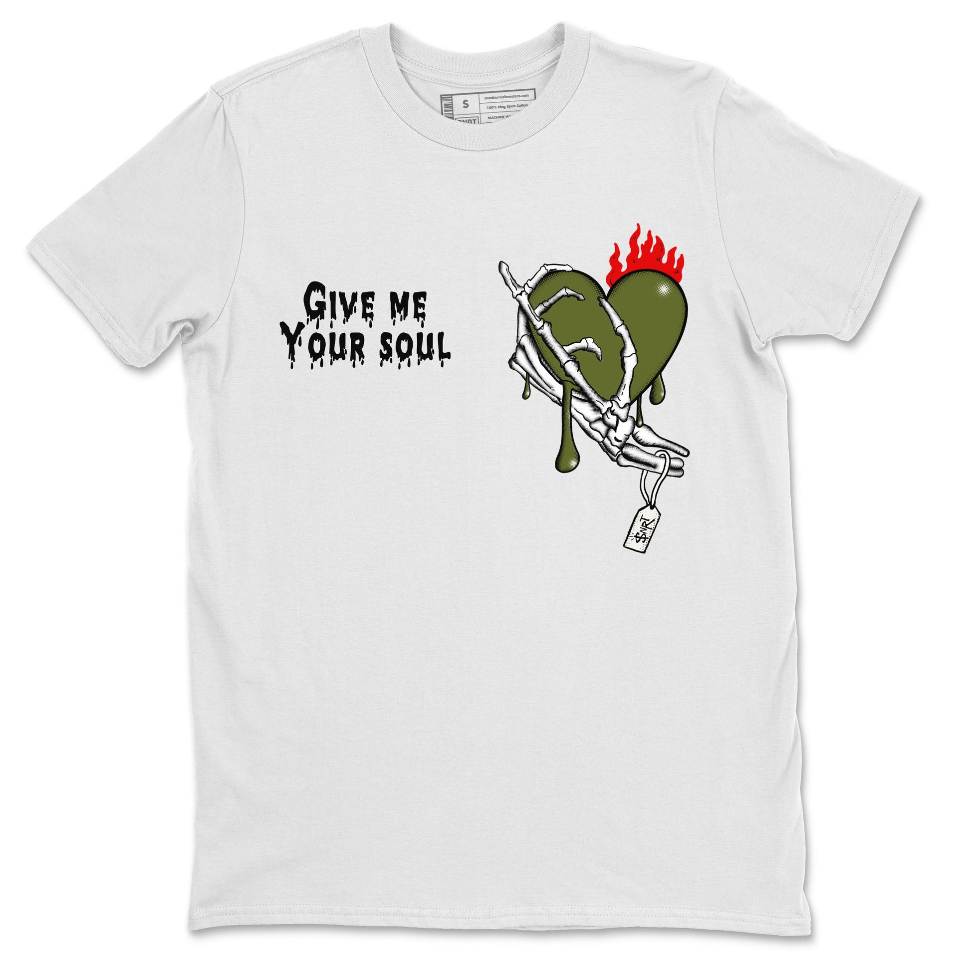 1s Travis Scott Olive shirts to match jordans Give Me Your Soul unique Halloween sneaker tee Air Jordan 1 Travis Scott Olive SNRT Sneaker Release Tees unisex cotton White 2 crew neck shirts